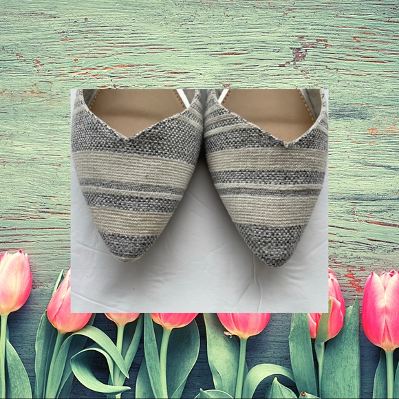 GAP Flats | Cream & Gray Striped Pointy Toed Flats | US Size 9 - Picture 5 of 6